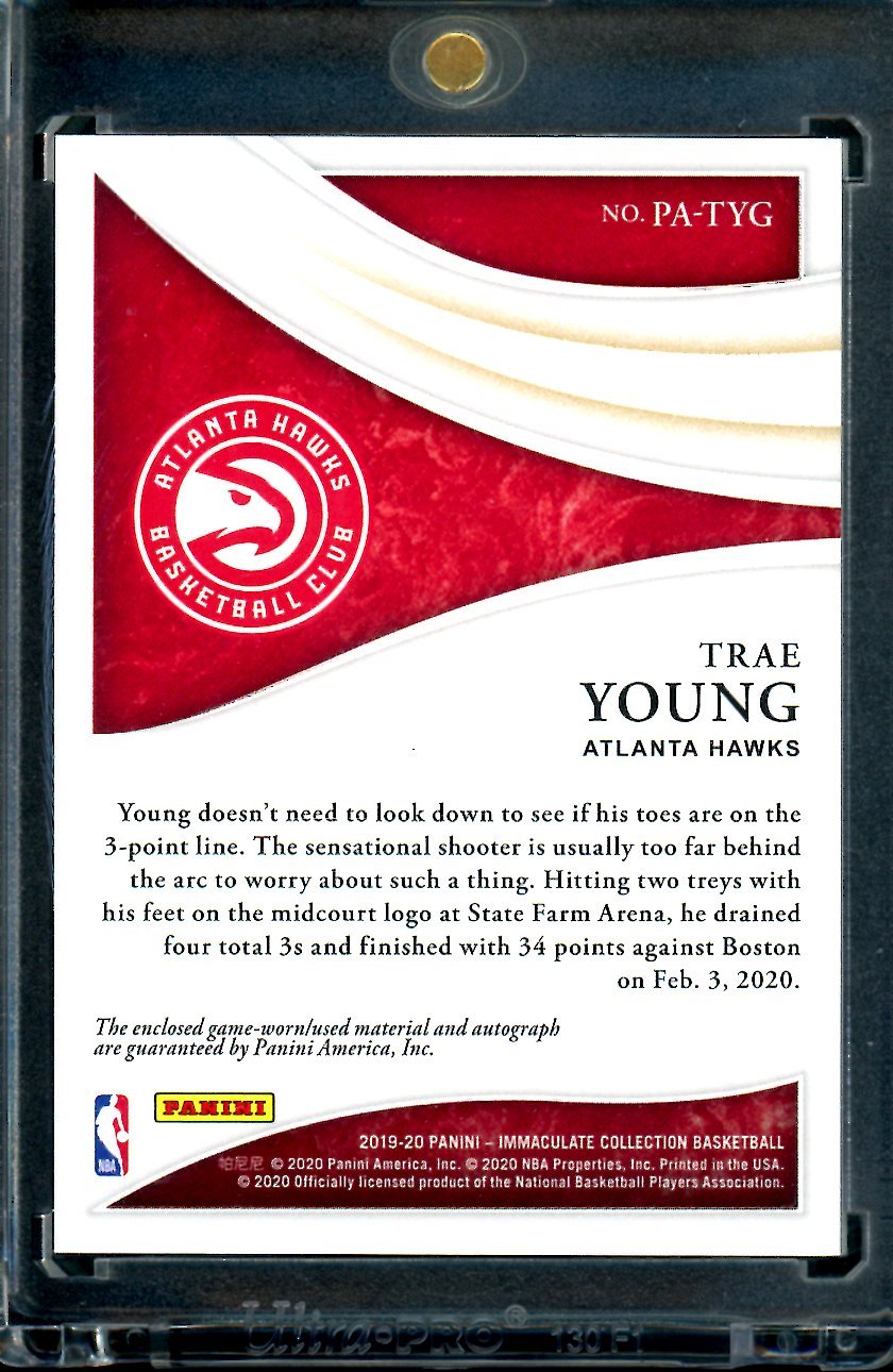 2019/20 Panini Immaculate Trae Young Patch Auto Ruby /10 Hawks - Trading Card Market