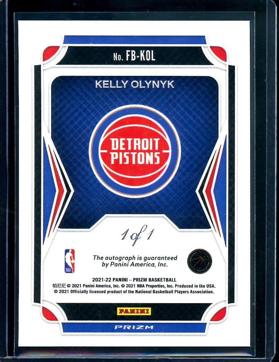 2021/22 Panini Prizm Kelly Olynyk Fast Break Auto Black Disco 1/1 Pistons - Trading Card Market