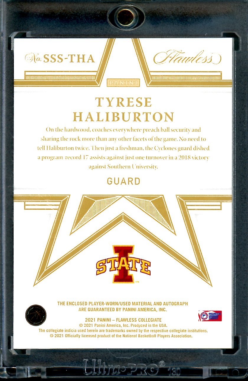 2022/23 Panini Flawless Collegiate Tyrese Haliburton Star Swatch Auto 1/1 Pacers - Trading Card Market
