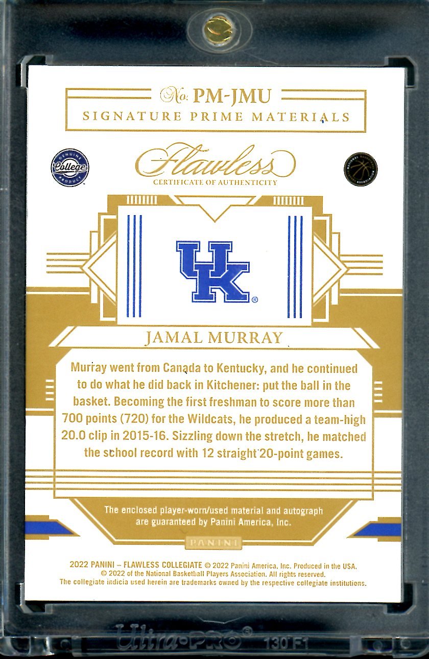 2022/23 Panini Flawless Collegiate Jamal Murray 1/1 Tag Auto Kentucky Nuggets - Trading Card Market