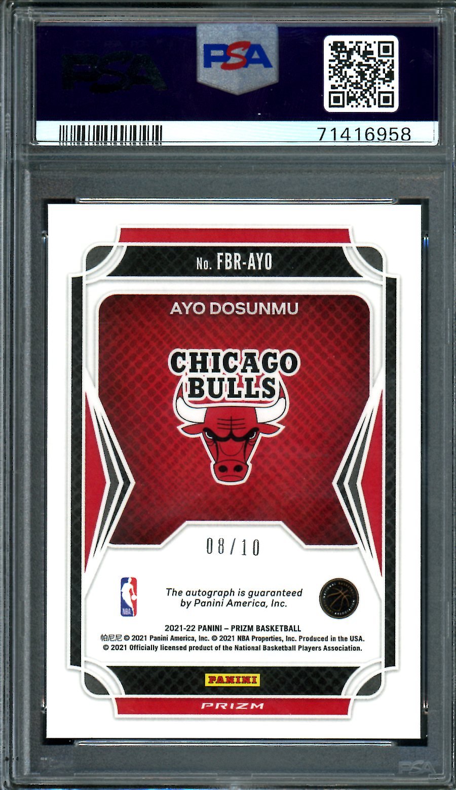 2021/22 Panini Prizm Ayo Dosunmu Rookie Fast Break Auto Gold /10 PSA 9/10 - Trading Card Market