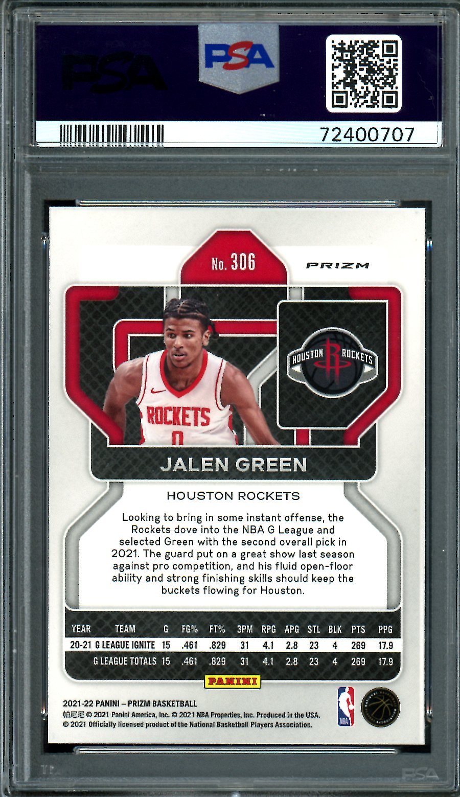 2021/22 Panini Prizm Jalen Green Rookie Blue/Yellow/Green Choice Rockets PSA 9 - Trading Card Market