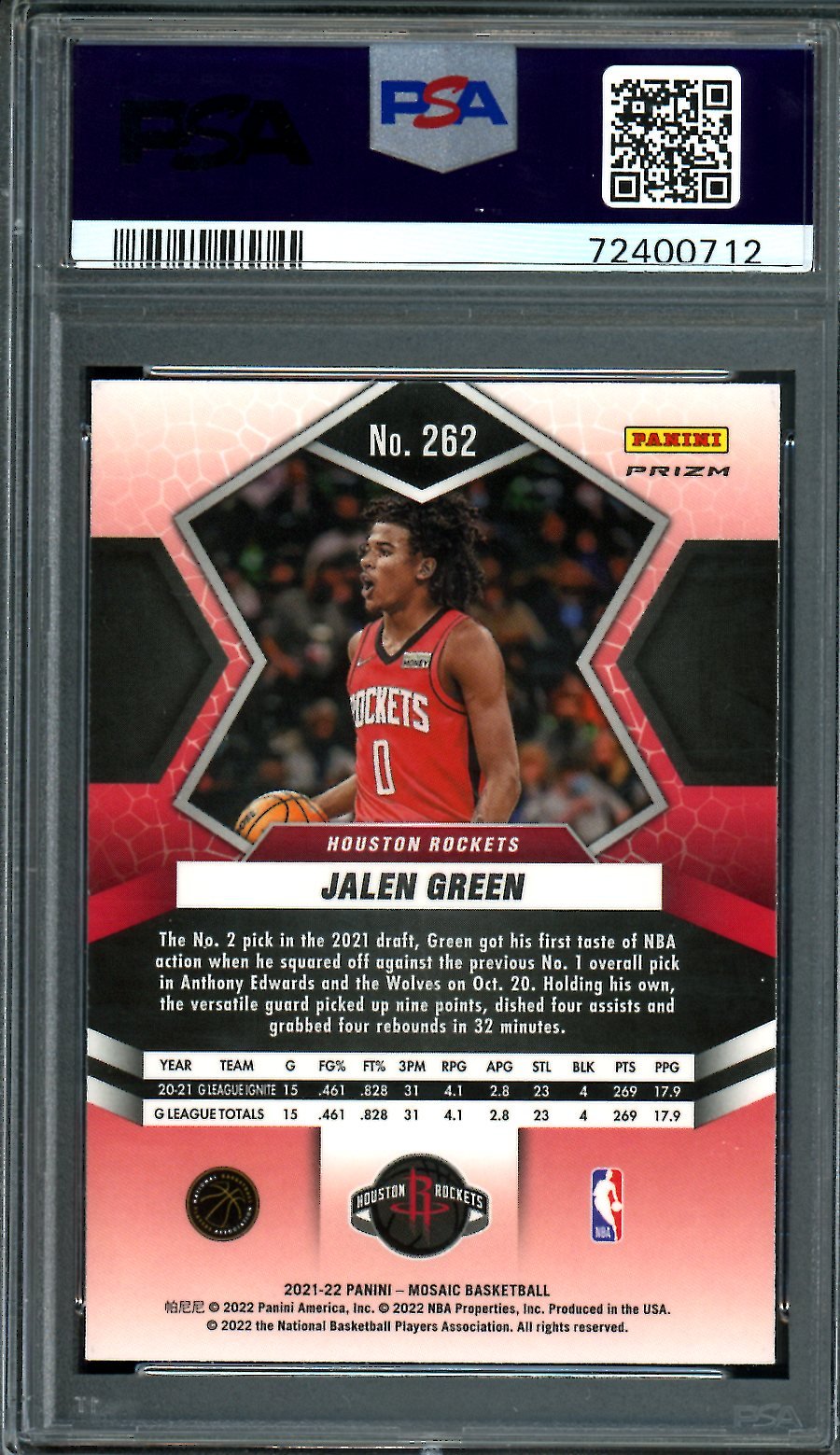 2021/22 Panini Mosaic Jalen Green Rookie Debut Mosaic Rockets PSA 10 - Trading Card Market