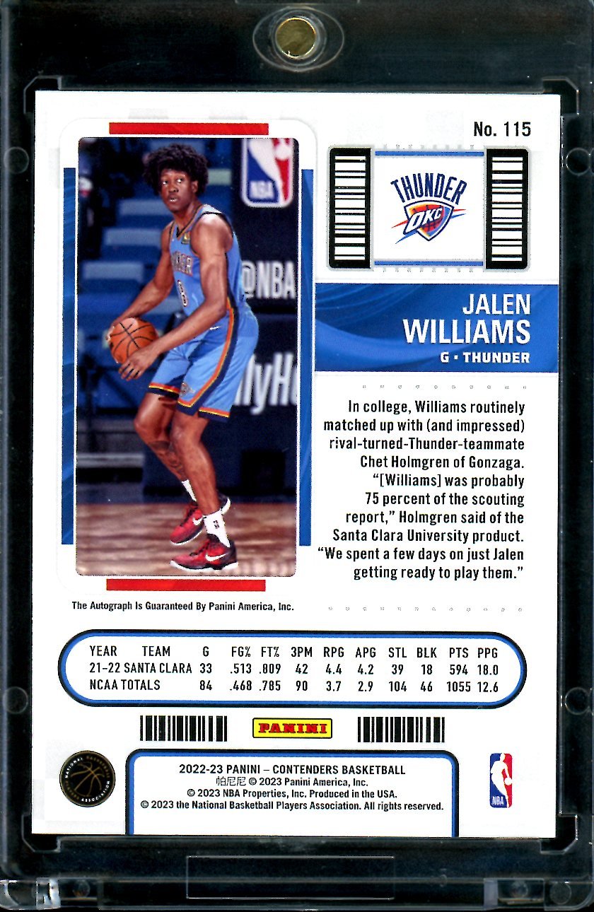 2022/23 Panini Contenders Jalen Williams Rookie Ticket Auto Thunder - Trading Card Market