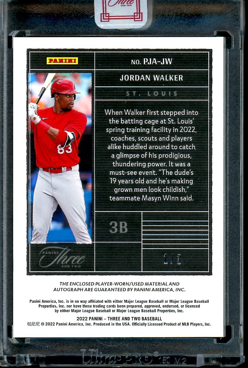 2022 Panini Three & Two Jordan Walker Patch Auto /3 Cardinals - Trading Card Market