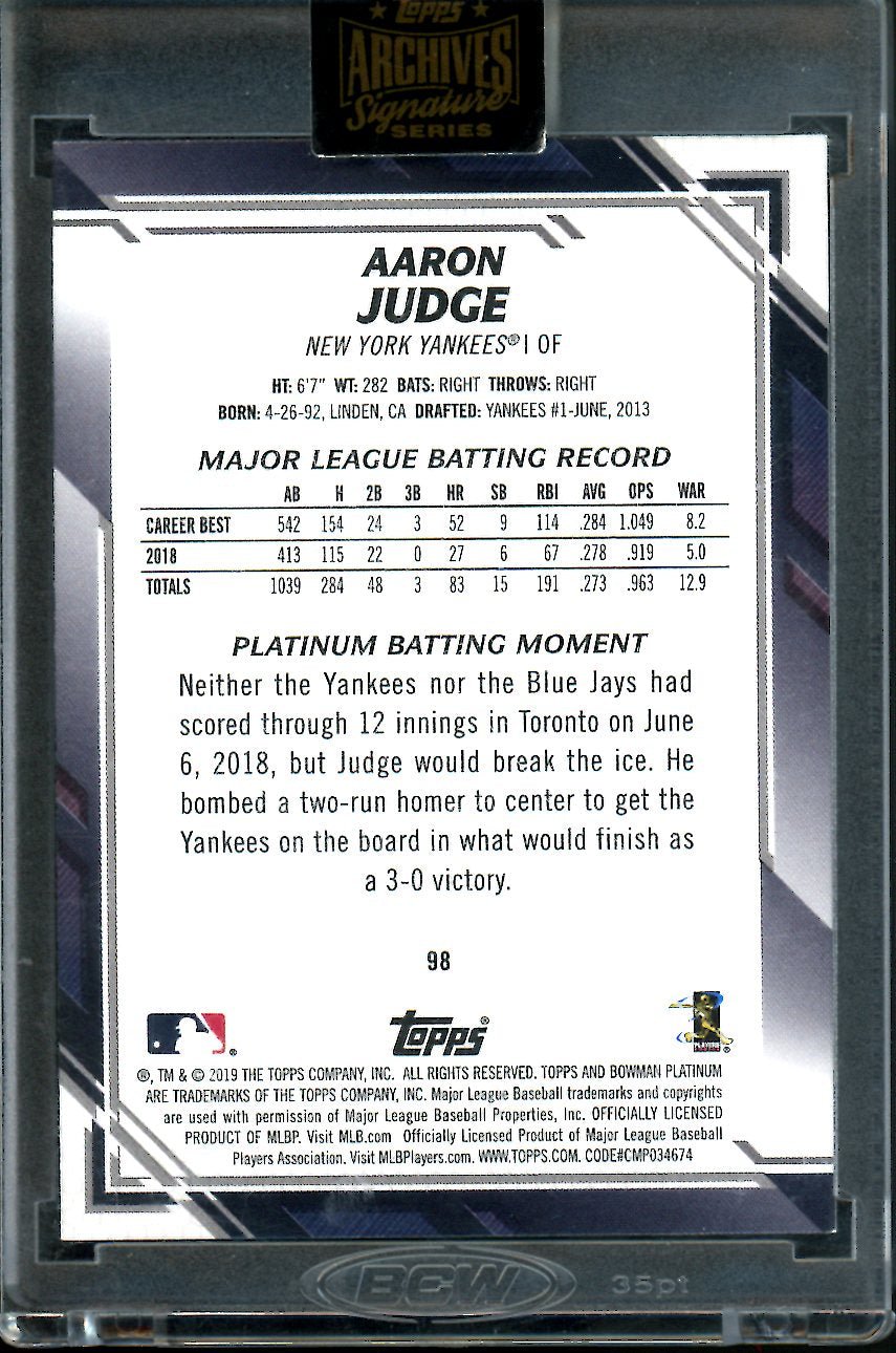 2022 Topps Archives Signatures Aaron Judge Auto 1/1 Yankees - Trading Card Market
