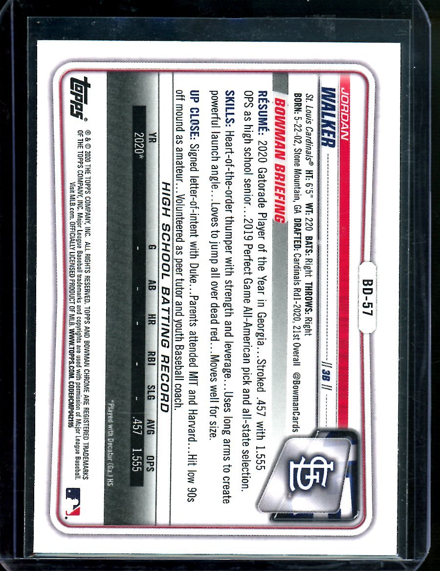 2020 Bowman Chrome Jordan Walker 1st Bowman Cardinals - Trading Card Market