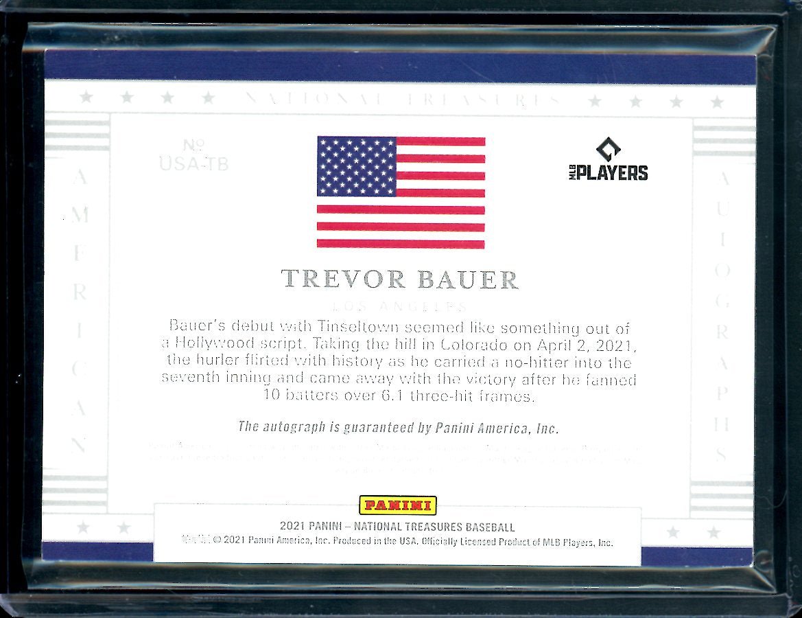 2021 Panini National Treasures Trevor Bauer American Auto /25 Dodgers - Trading Card Market