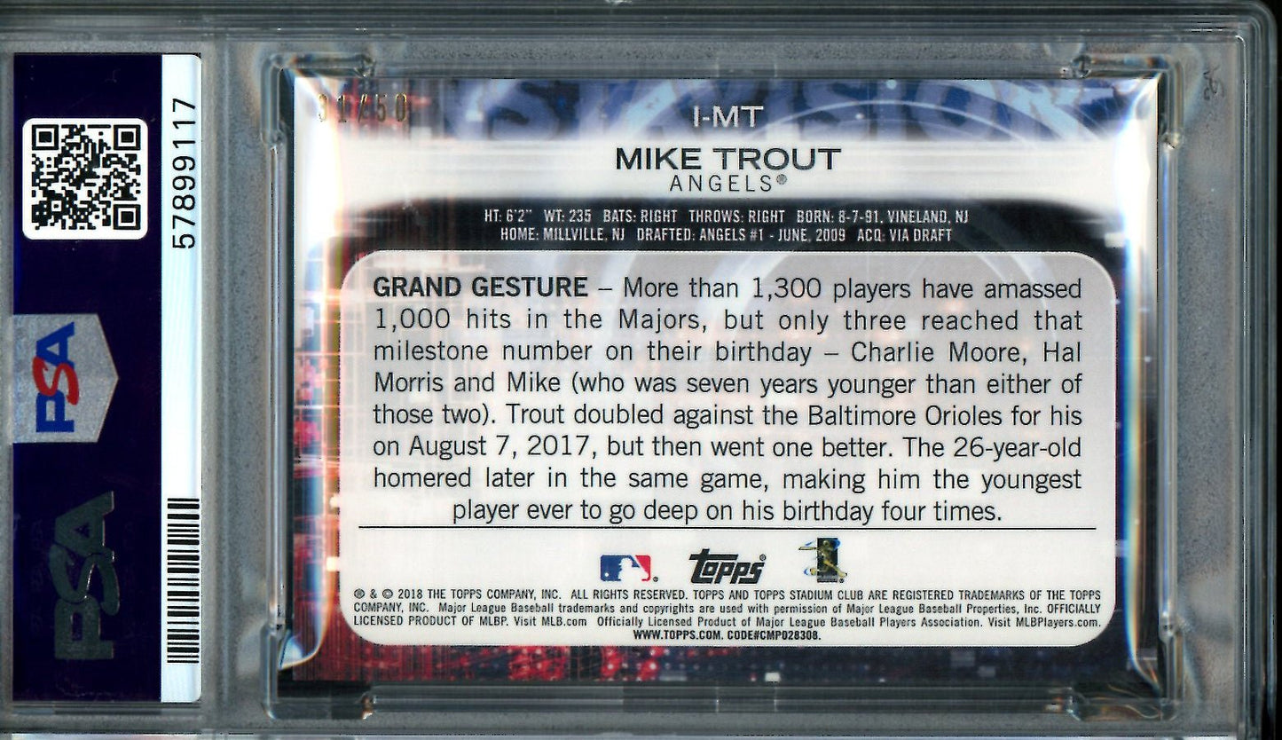 2018 Topps Stadium Club Mike Trout Instavision Red /50 PSA 9 Angels - Trading Card Market