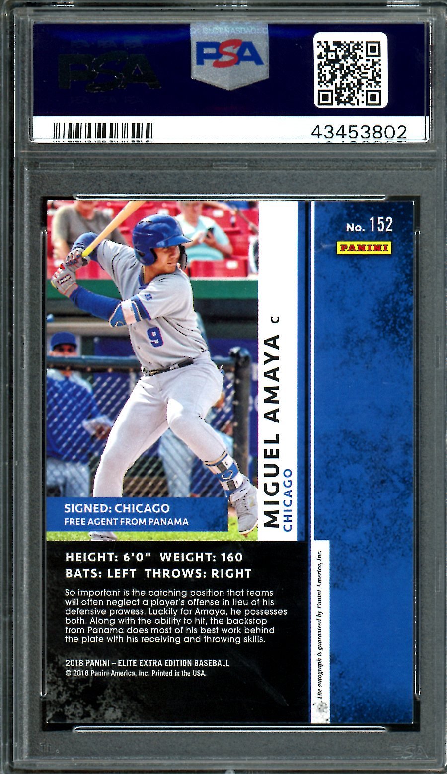 2018 Panini Elite Extra Edition Miguel Amaya Aspirations Gold Auto 1/1 PSA 9 Cubs - Trading Card Market