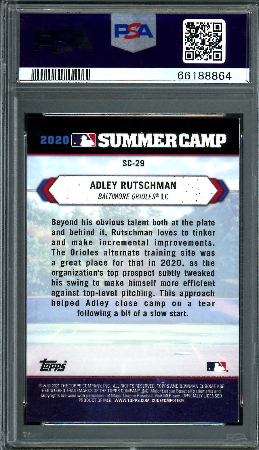 2021 Bowman Chrome Adley Rutschman Summer Camp Orange /25 PSA 9 Orioles - Trading Card Market