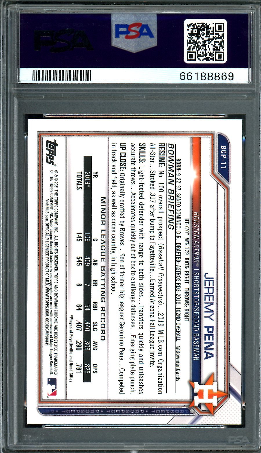 2021 Bowman Jeremy Pena Yellow Refractor /75 PSA 10 Astros - Trading Card Market