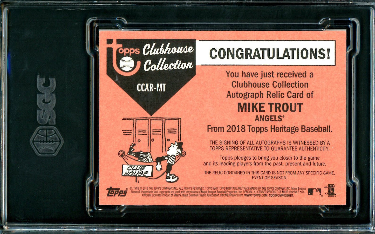 2018 Topps Heritage Mike Trout Clubhouse Collection Patch Auto /25 SGC 9.5/10 Angels - Trading Card Market
