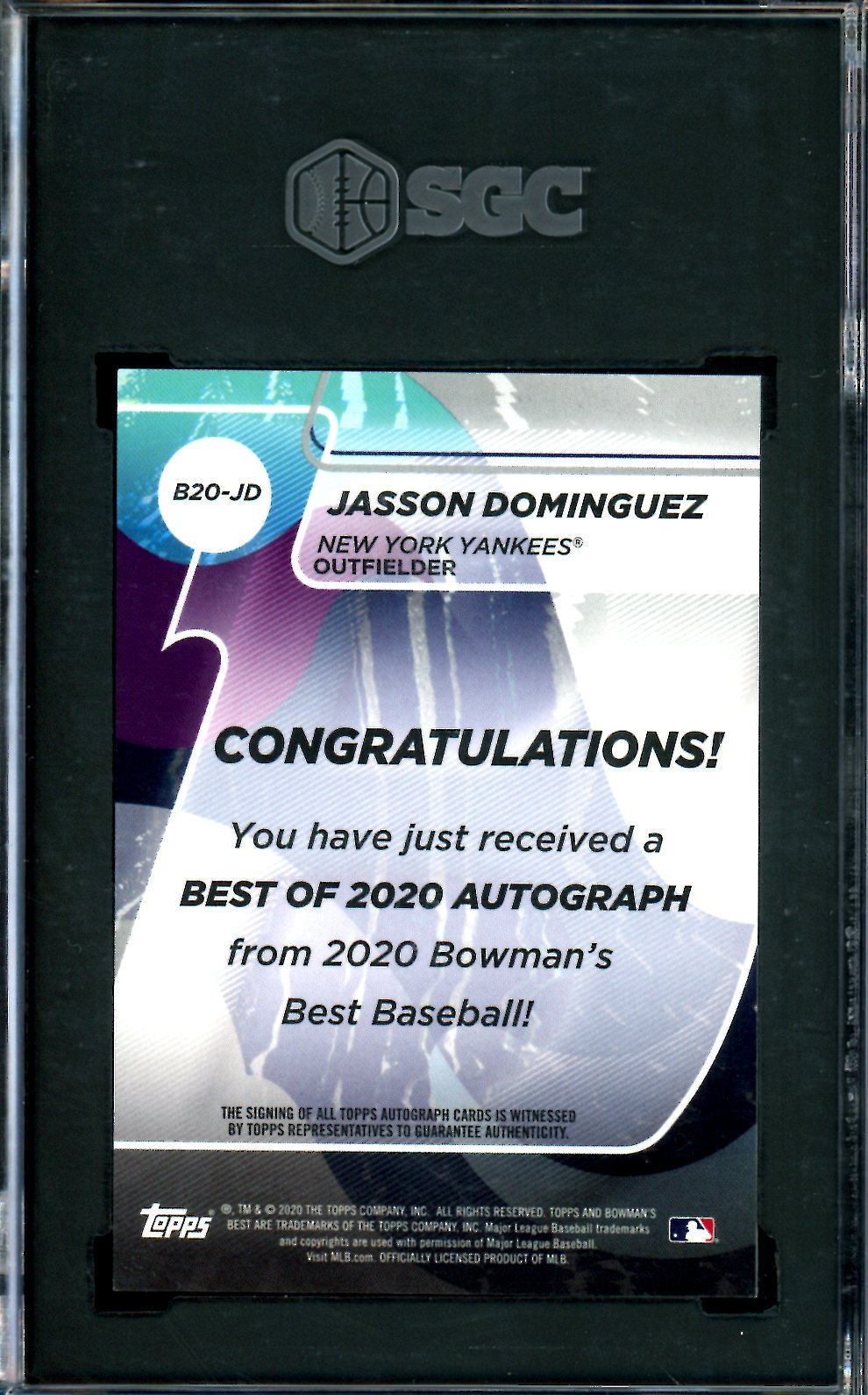 2020 Bowman's Best Jasson Dominguez Auto SGC 10/10 Yankees - Trading Card Market