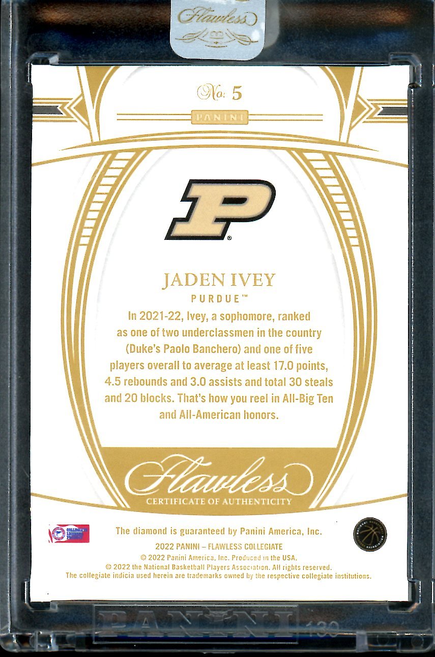 2022/23 Panini Flawless Collegitae Jaden Ivey Rookie Diamond /25 Pistons - Trading Card Market