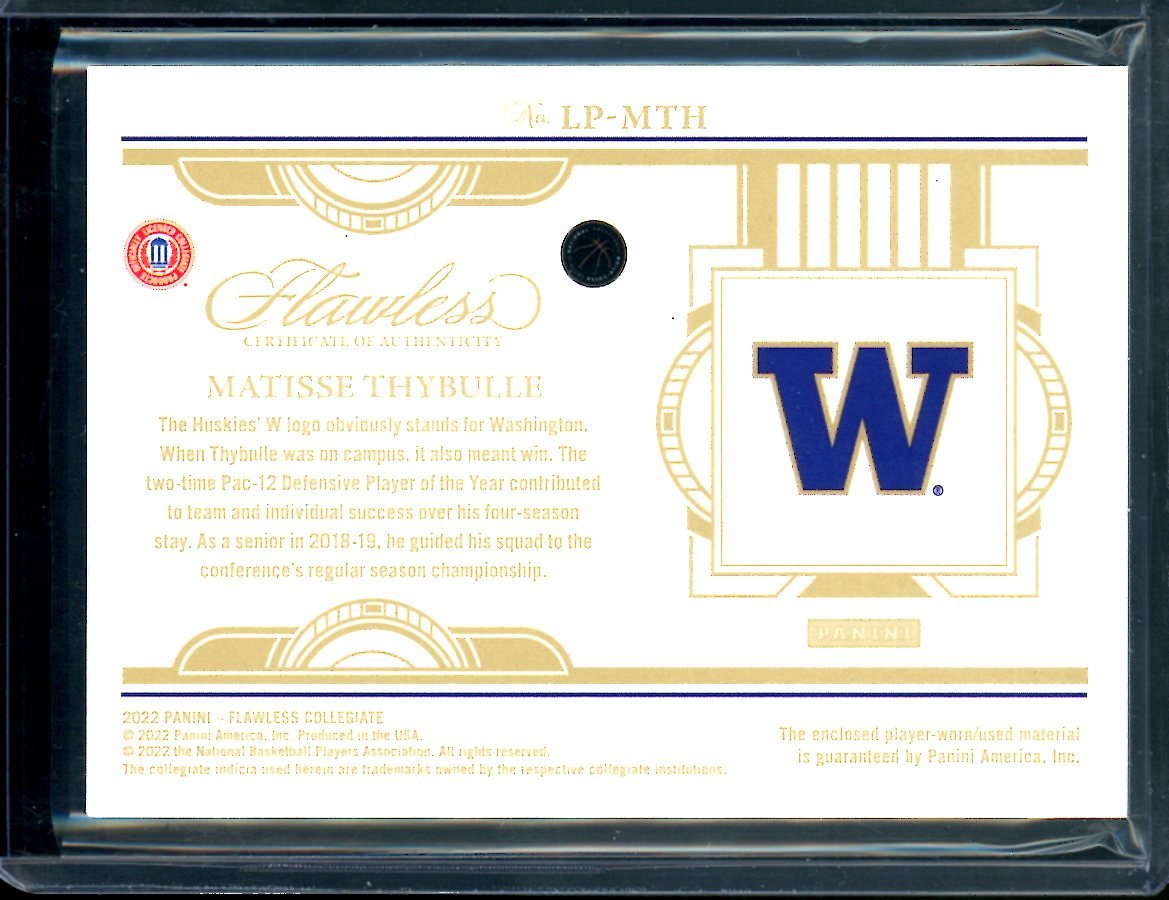 2022/23 Panini Flawless Collegitae Matisse Thybulle 1/1 Patch Trailblazers - Trading Card Market