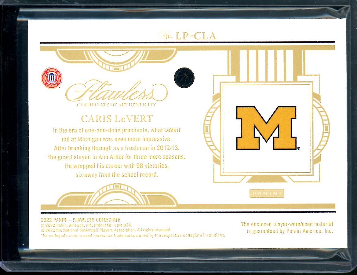 2022/23 Panini Flawless Collegitae Caris LeVert Gold Patch /10 Cavaliers - Trading Card Market
