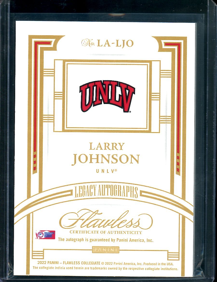 2022/23 Panini Flawless Collegitae Larry Johnson Gold Auto /10 UNLV - Trading Card Market