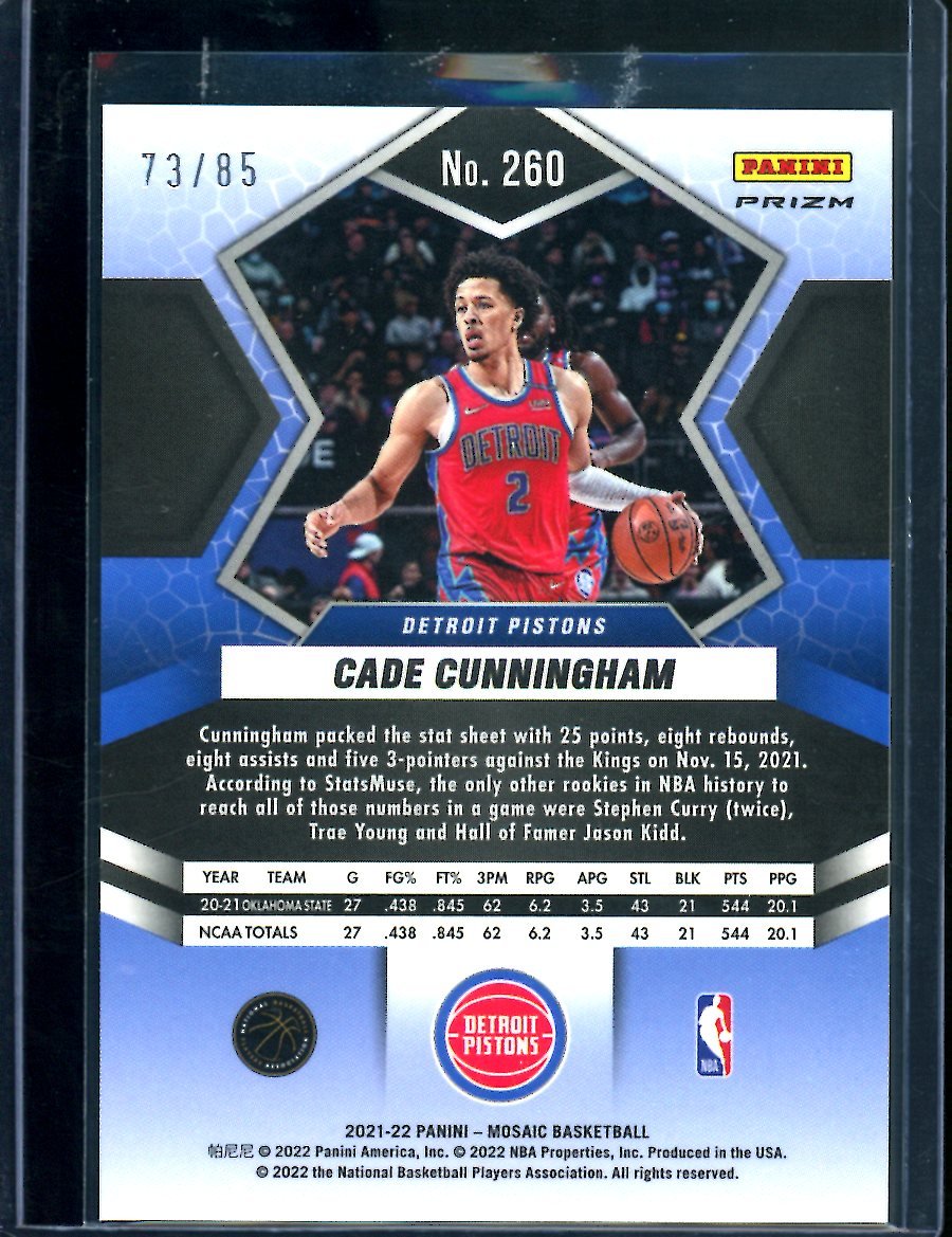 2021/22 Panini Mosaic Cade Cunningham Rookie National Pride Blue Disco /85 Pistons - Trading Card Market