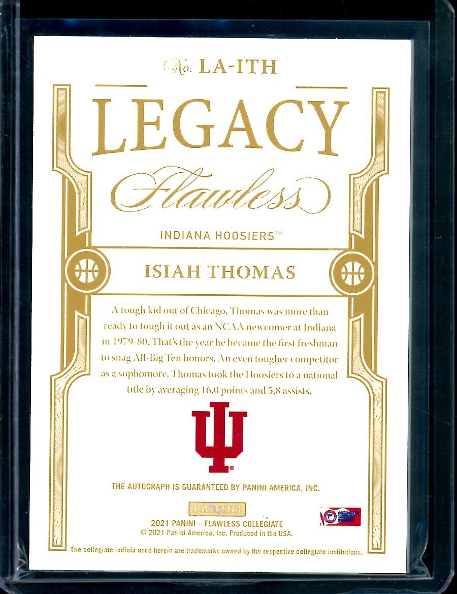 2022/23 Panini Flawless Collegitae Isiah Thomas Legacy Auto 22/25 Pistons - Trading Card Market