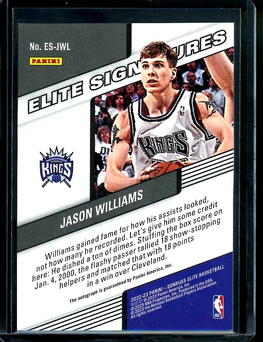 2022/23 Panini Elite Jason Williams Auto /49 Kings - Trading Card Market