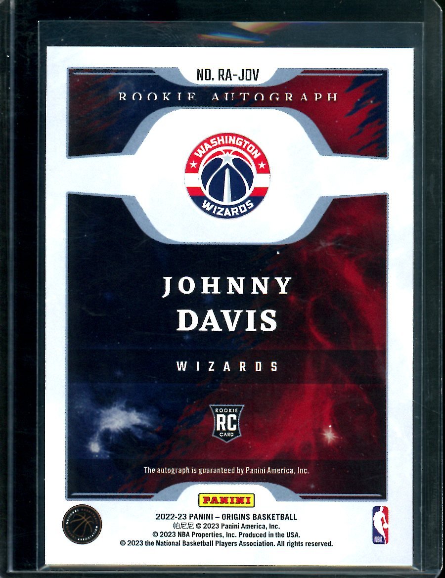2022/23 Panini Origins Johnny Davis Rookie Auto Pink /25 Wizards - Trading Card Market