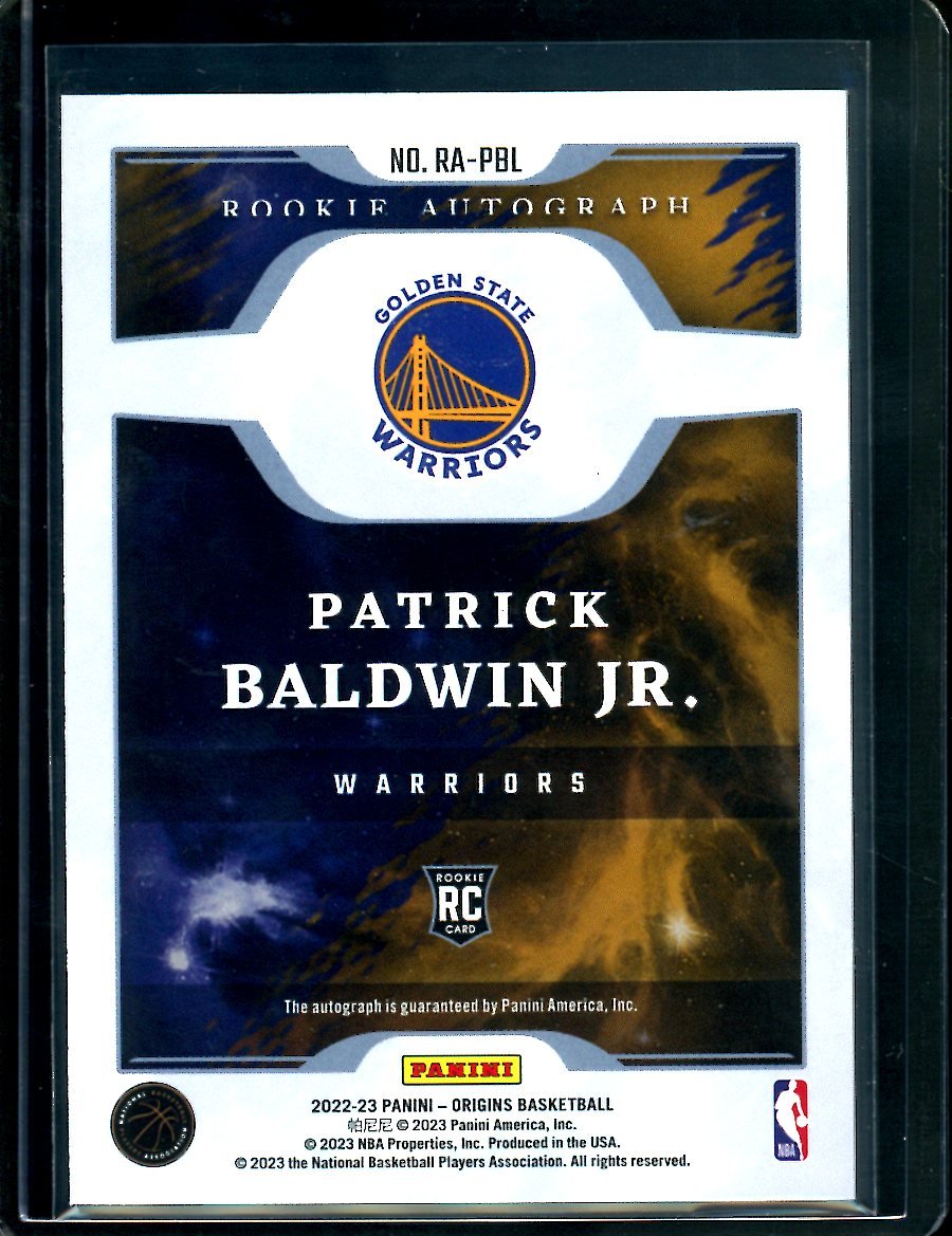2022/23 Panini Origins Patrick Baldwin Jr. Rookie Auto /99 Warriors - Trading Card Market