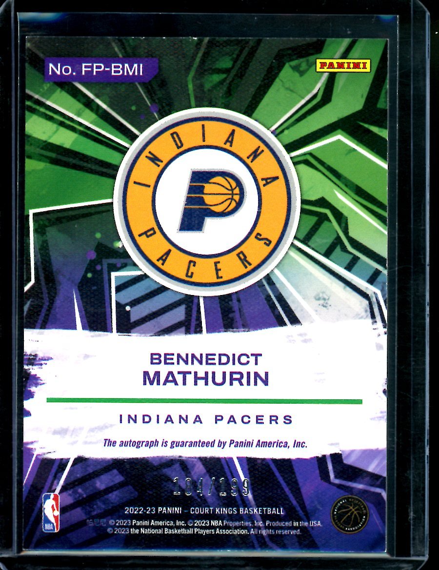 2022/23 Panini Court Kings Bennedict Mathurin Rookie Auto /199 Pacers - Trading Card Market