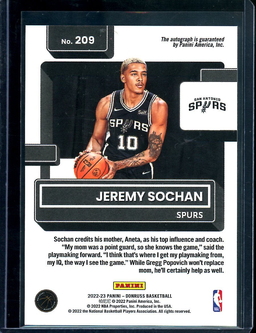 2022/23 Panini Donruss Choice Jeremy Sochan Rookie Auto Spurs - Trading Card Market
