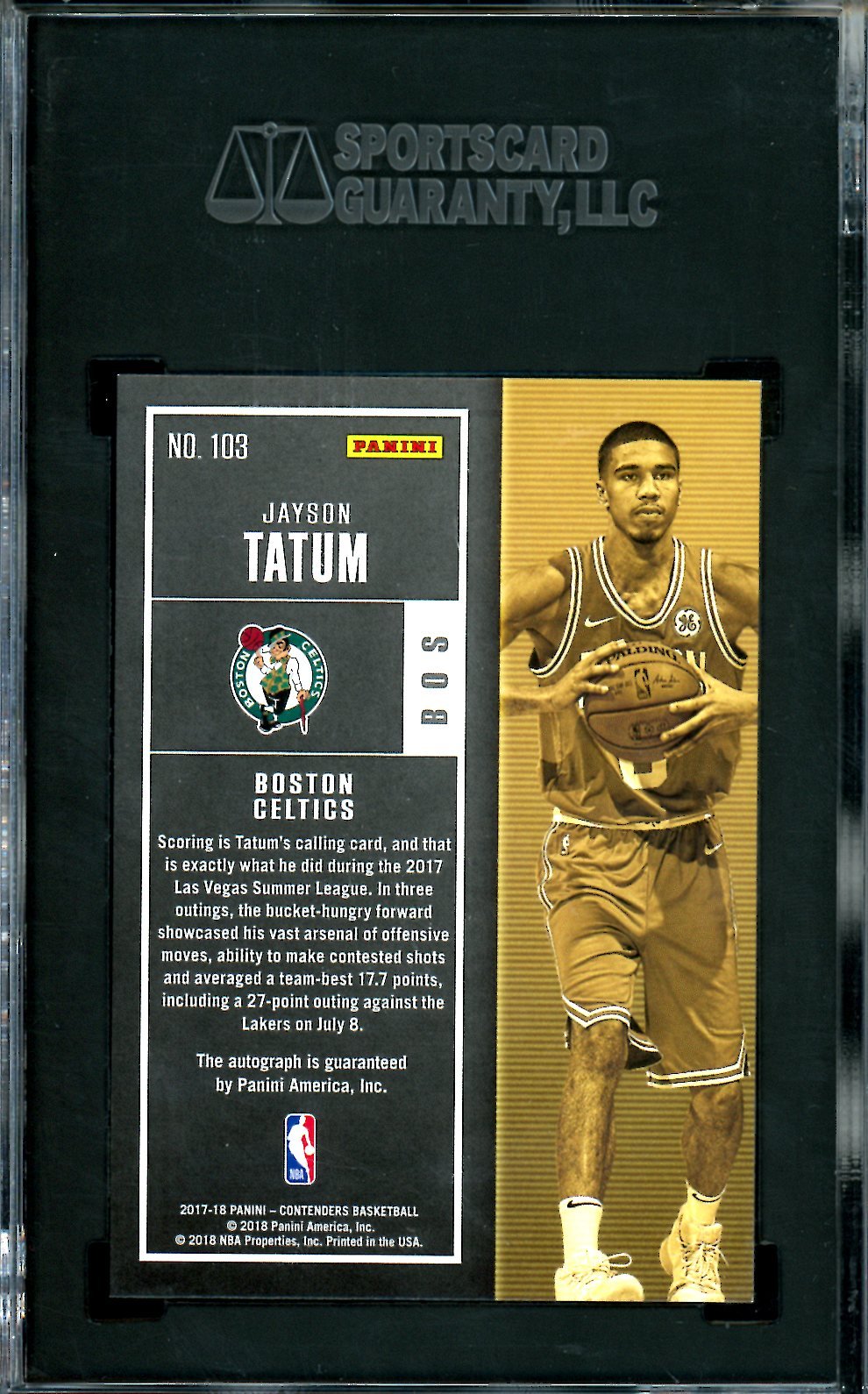 2017/18 Panini Contenders Jayson Tatum Rookie Ticket Auto /125 SGC 9.5 Celtics - Trading Card Market