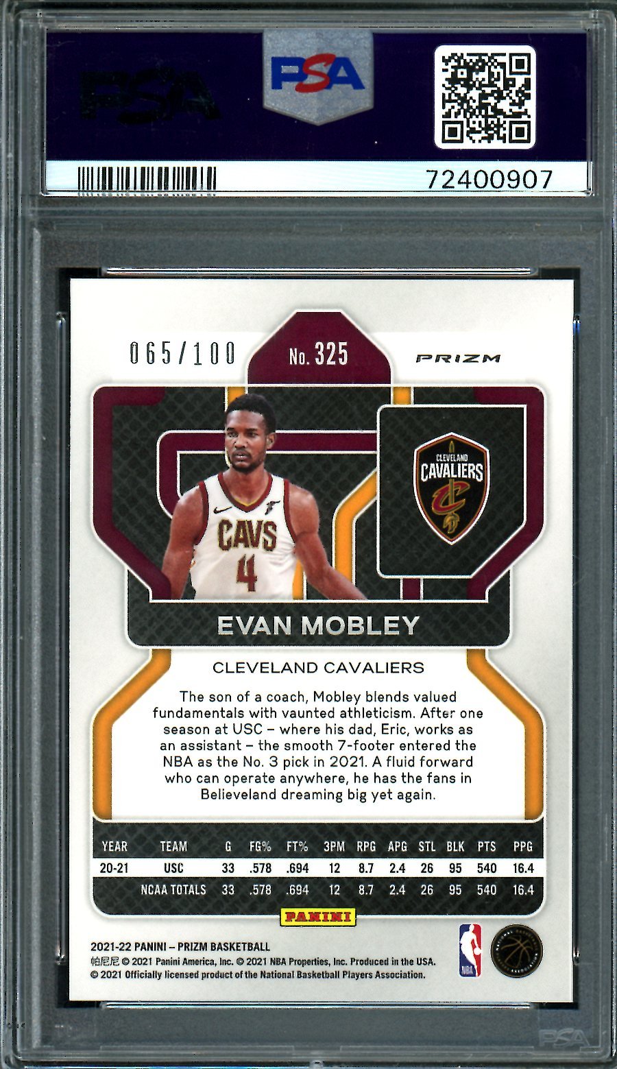 2021/22 Panini Prizm Evan Mobley Rookie Red Disco /100 PSA 8 Cavaliers - Trading Card Market