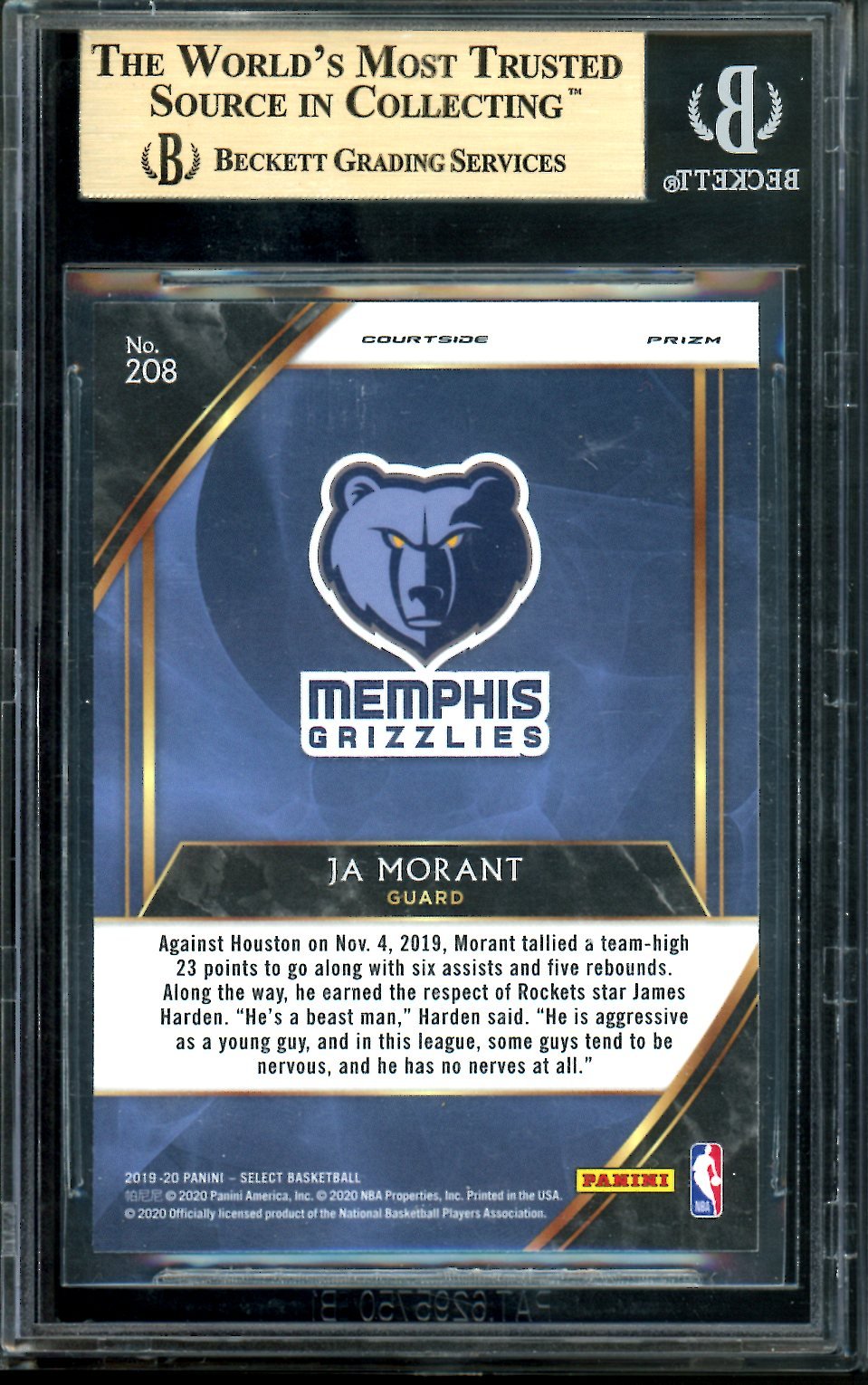 2019/20 Panini Select Ja Morant Rookie Courtside Disco BGS 9.5 Grizzlies - Trading Card Market