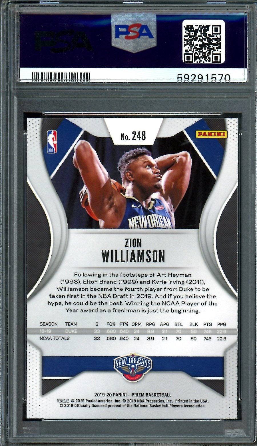 2019/20 Panini Prizm Zion Williamson Rookie PSA 10 Pelicans - Trading Card Market