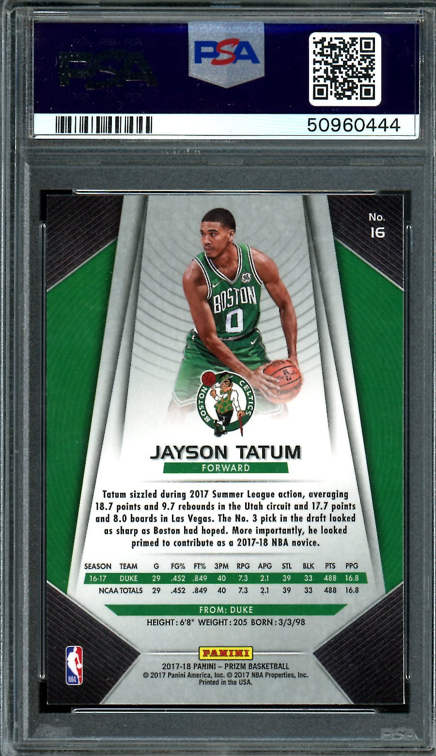 2017/18 Panini Prizm Jayson Tatum Rookie PSA 10 Celtics - Trading Card Market