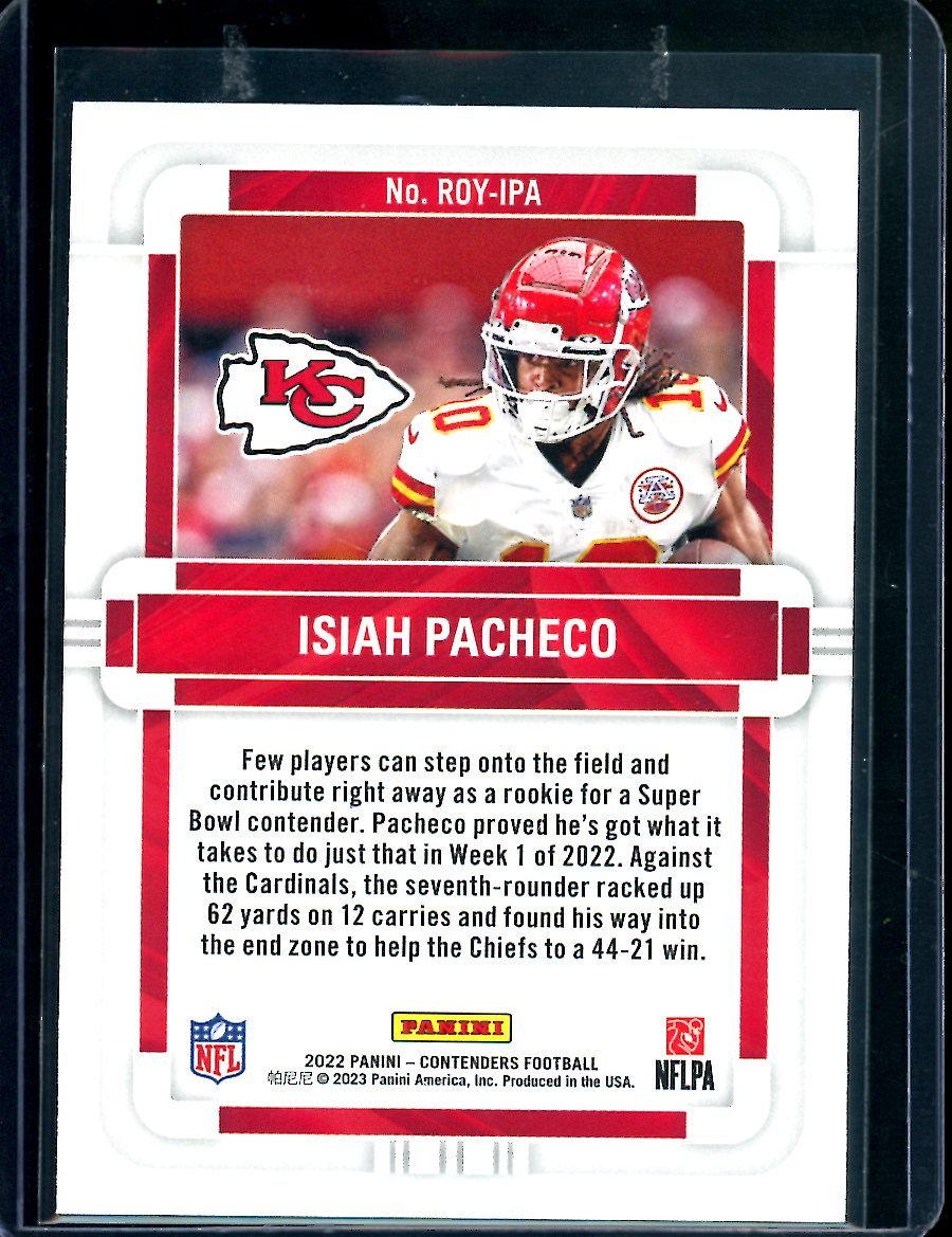2022 Panini Contenders Isiah Pacheco Rookie of the Year Chiefs - Trading Card Market