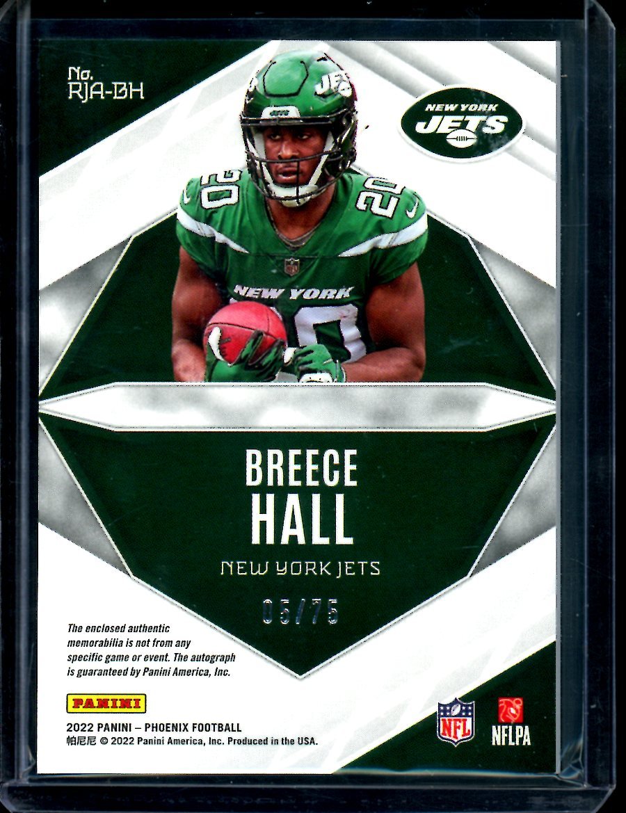 2022 Panini Phoenix Breece Halle Rookie RPA Yellow /75 Jets - Trading Card Market