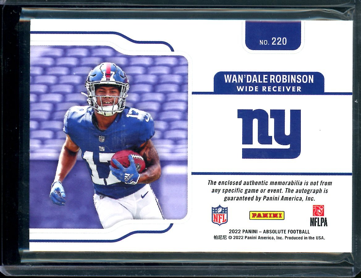 2022 Panini Absolute Wan'Dale Robinson Rookie Premiere RPA /49 Ginats - Trading Card Market