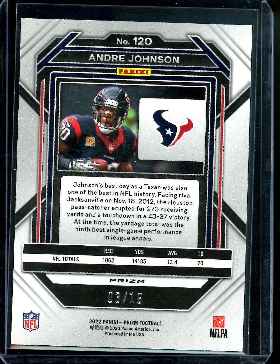 2022 Panini Prizm Andre Johnson Pink Disco /15 Texans - Trading Card Market