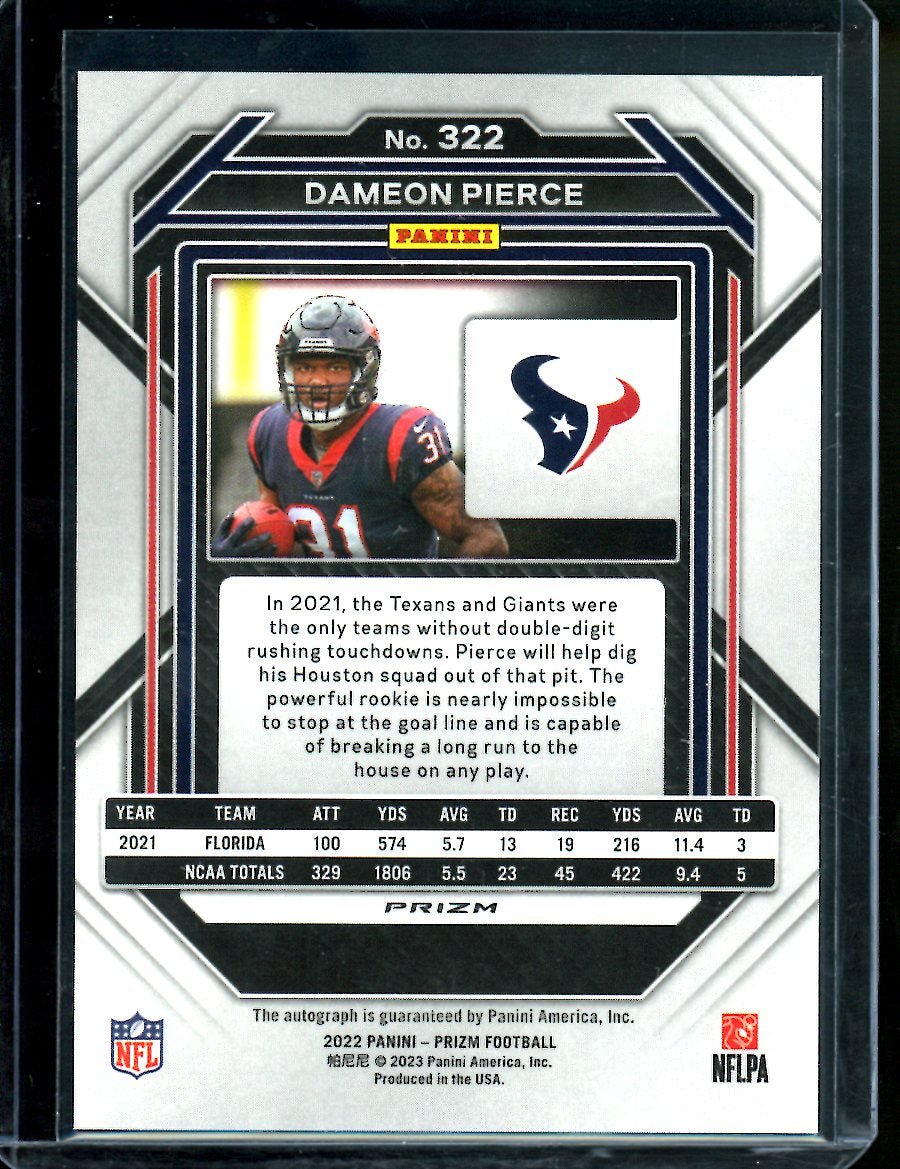 2022 Panini Prizm Dameon Pierce Rookie Auto Silver Texans - Trading Card Market