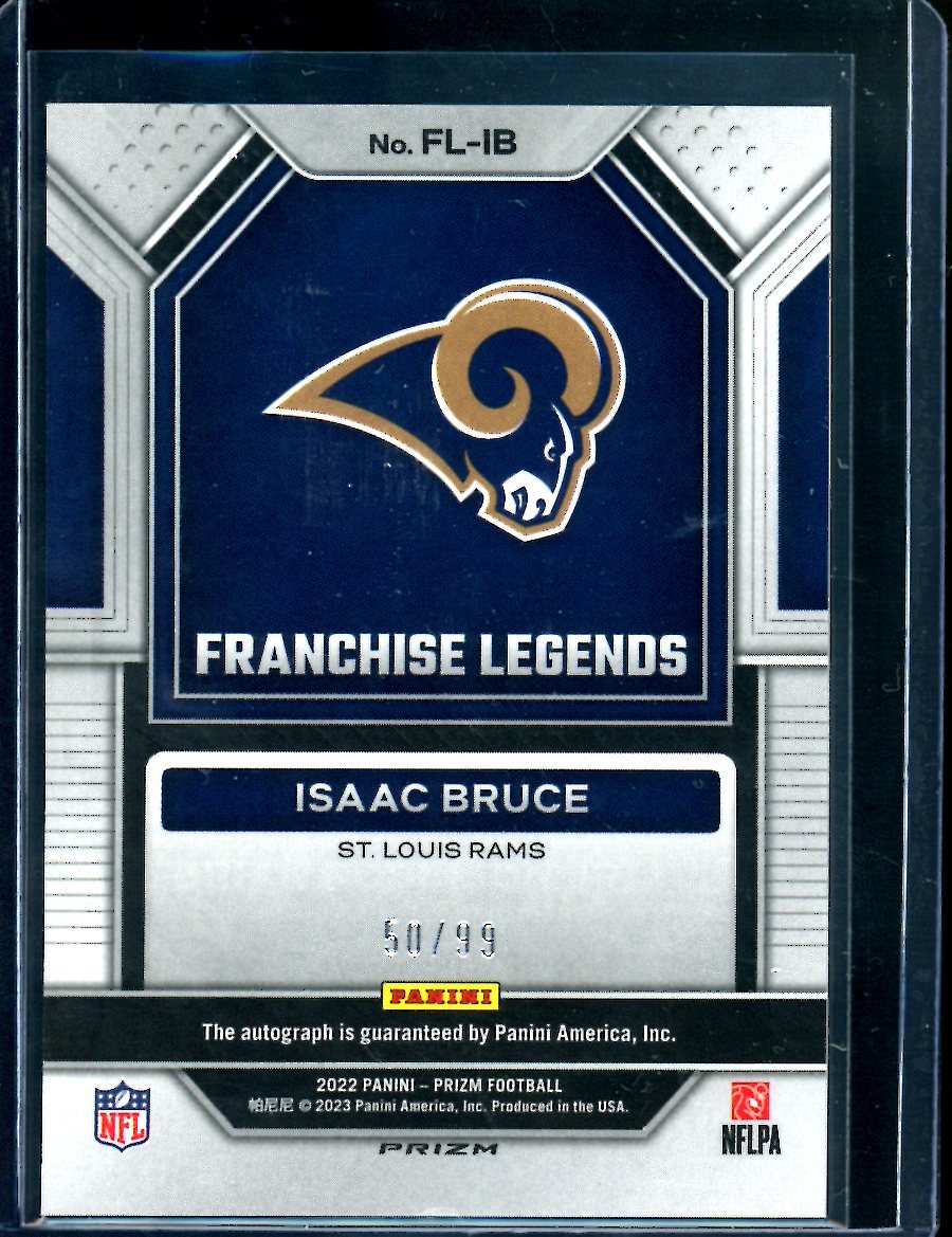 2022 Panini Prizm Isaac Bruce Franchise Legends Auto Blue Ice /99 Rams - Trading Card Market