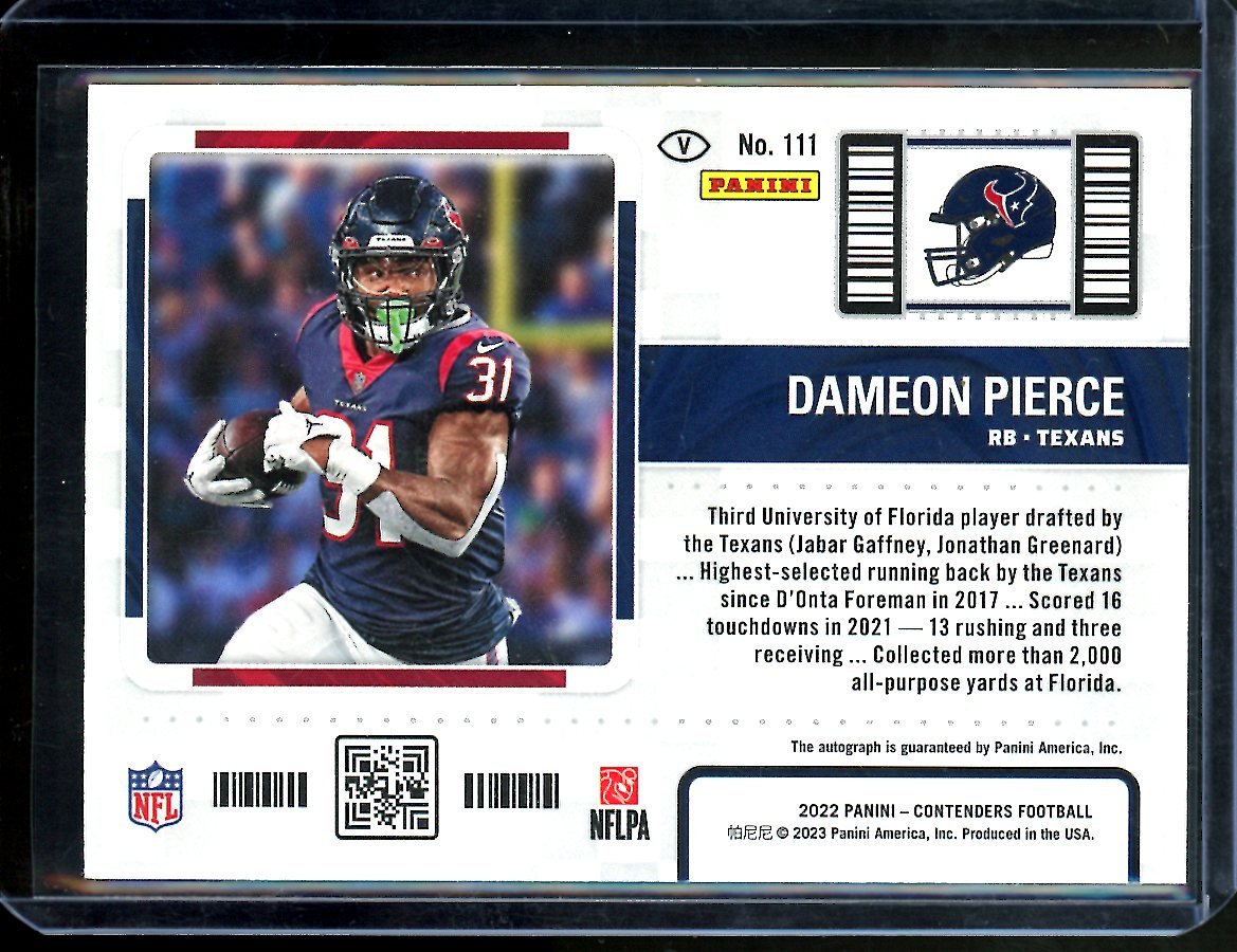 2022 Panini Contenders Dameon Pierce Rookie Ticket Auto Variation Texans - Trading Card Market