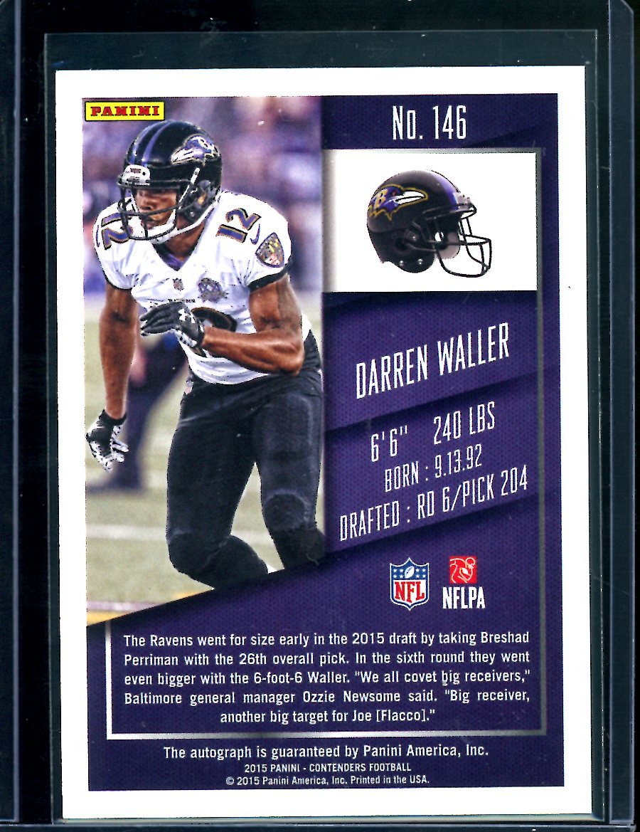 2015 Panini Contenders Darren Waller Rookie Playoff Ticket Auto /199 Giants - Trading Card Market