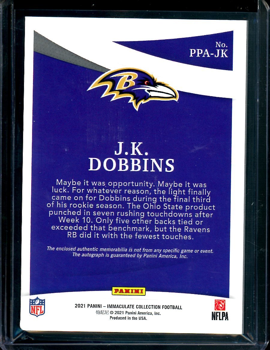 2021 Panini Immaculate J.K. Dobbins Patch Auto /99 Ravens - Trading Card Market
