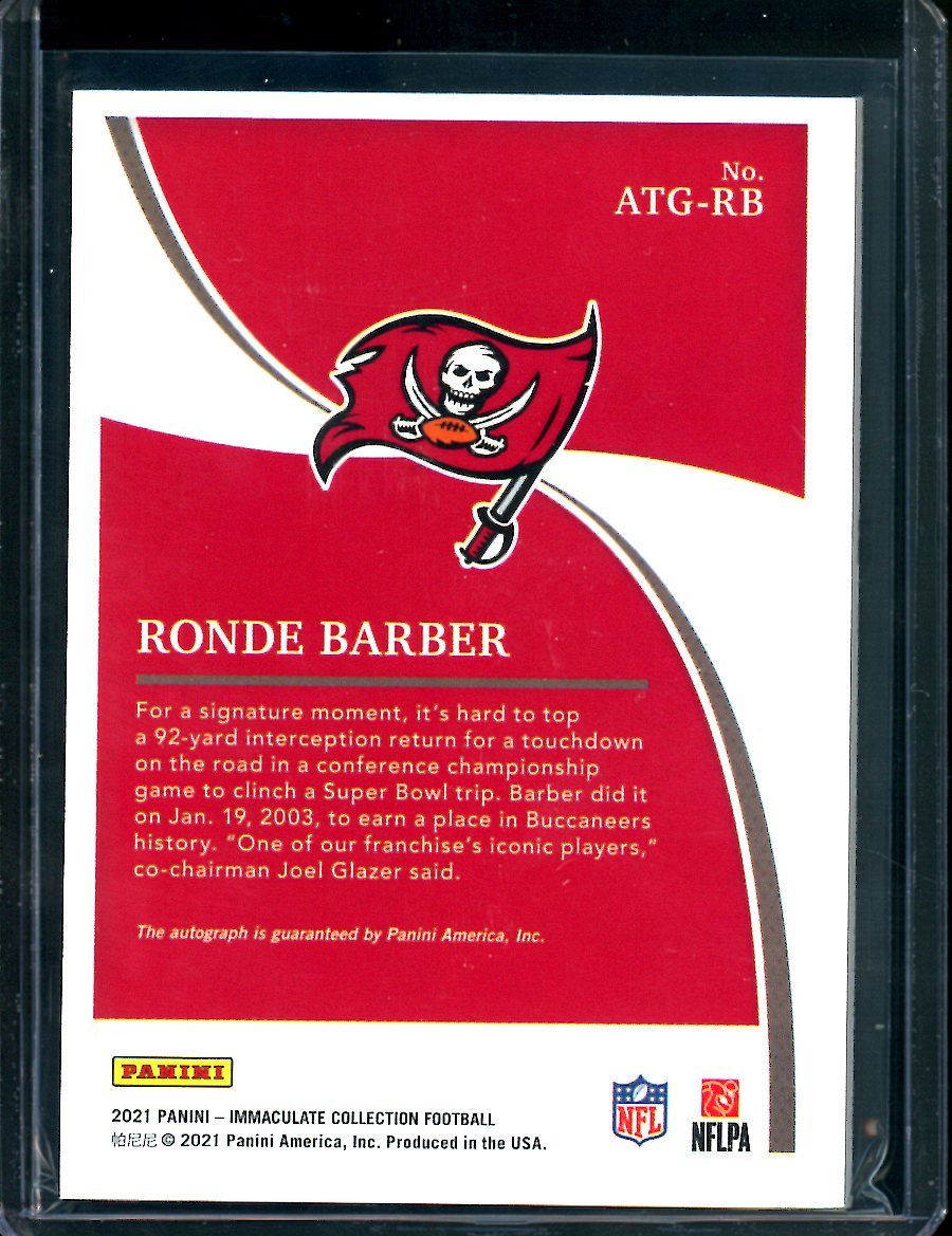 2021 Panini Immaculate Ronde Barber All - Time Greats Auto /99 Buccaneers - Trading Card Market