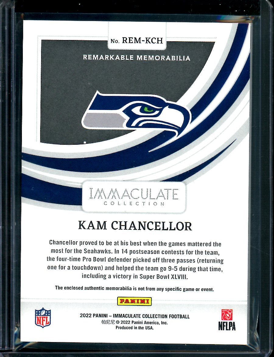 2022 Panini Immaculate Kam Chancellor Patch Gold /10 Seahawks - Trading Card Market