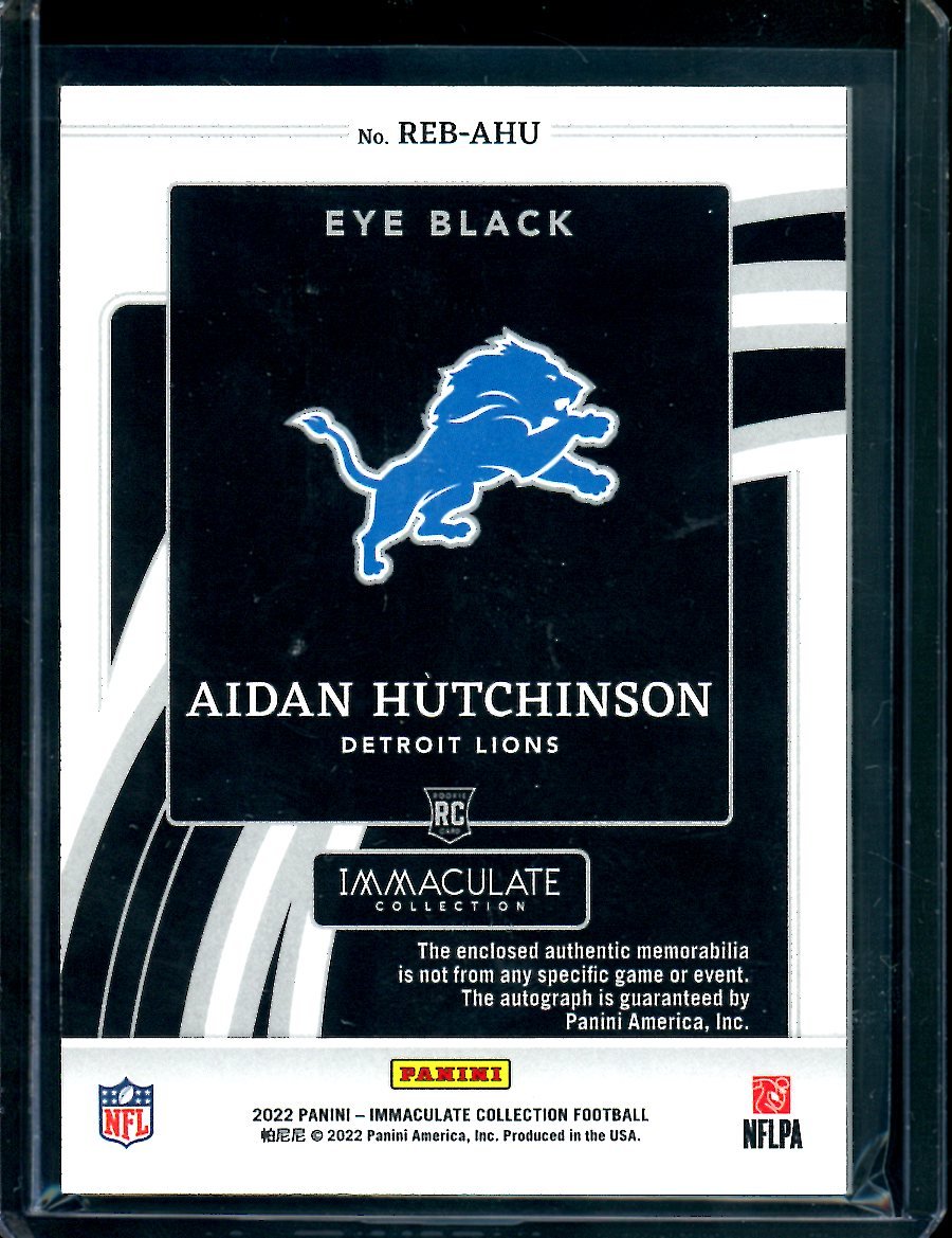2022 Panini Immaculate Adian Hutchinson Rookie Eye Black RPA /99 Lions - Trading Card Market