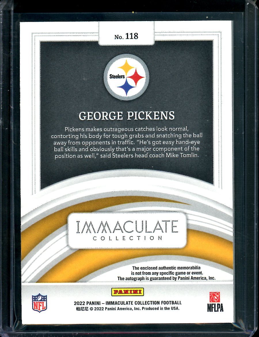 2022 Panini Immaculate George Pickens Rookie RPA /99 Steelers - Trading Card Market