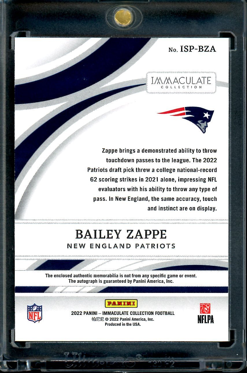 2022 Panini Immaculate Bailey Zappe Rookie RPA /25 Patriots - Trading Card Market