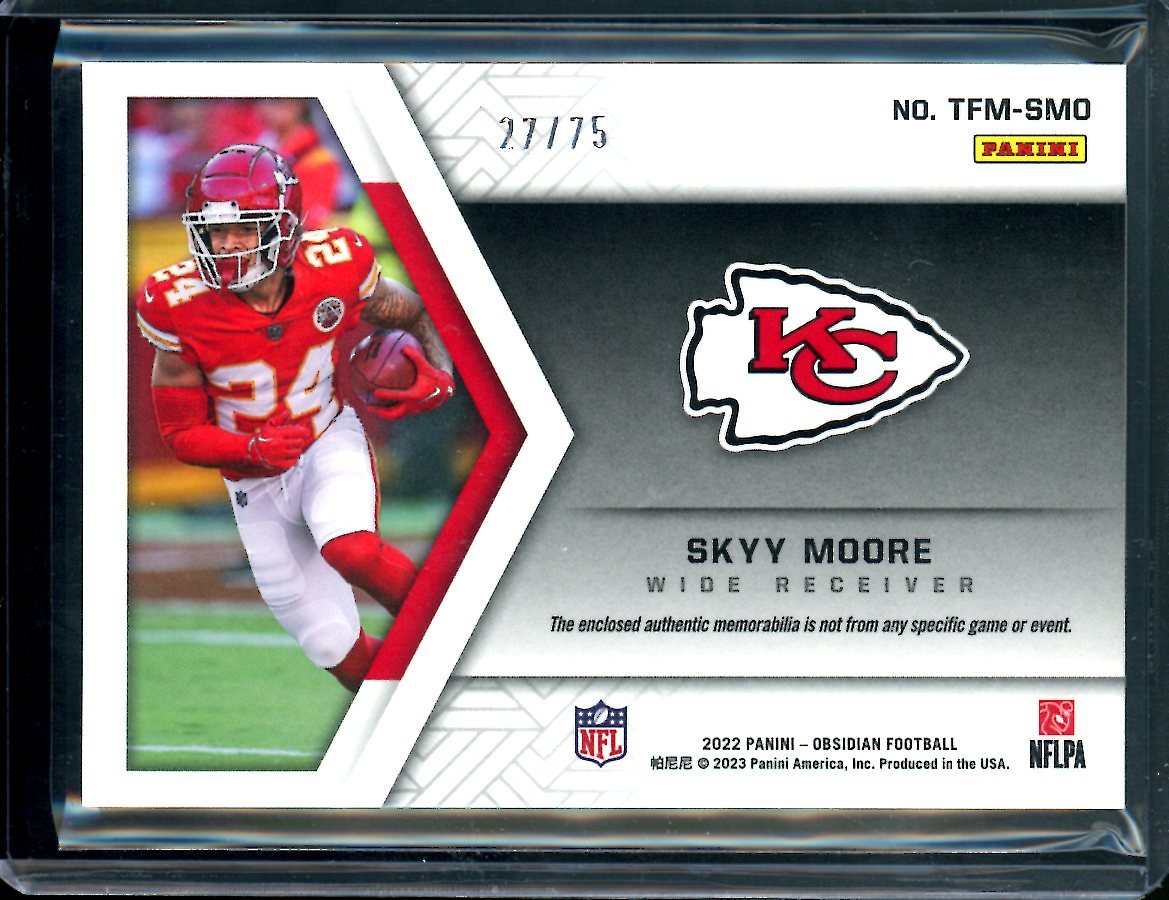 2022 Panini Obsidian Skyy Moore Rookie Triple Patch Orange Etch /75 Chiefs - Trading Card Market
