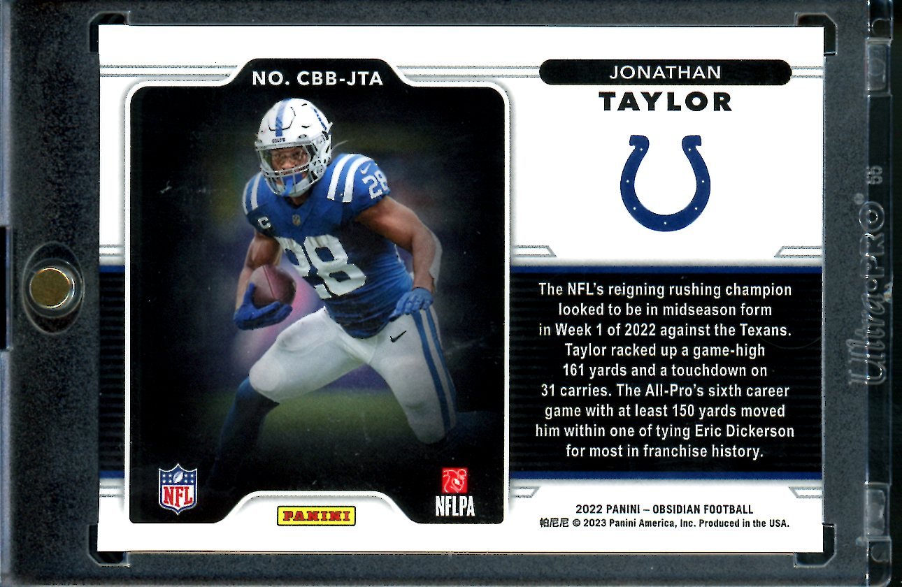 2022 Panini Obsidian Jonathan Taylor Color Blast SSP Colts - Trading Card Market